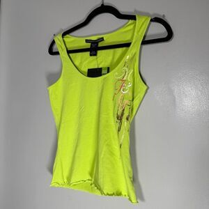 NWT Marithé François Girbaud Neon Lime Y2K Logo Tank Top Shirt
